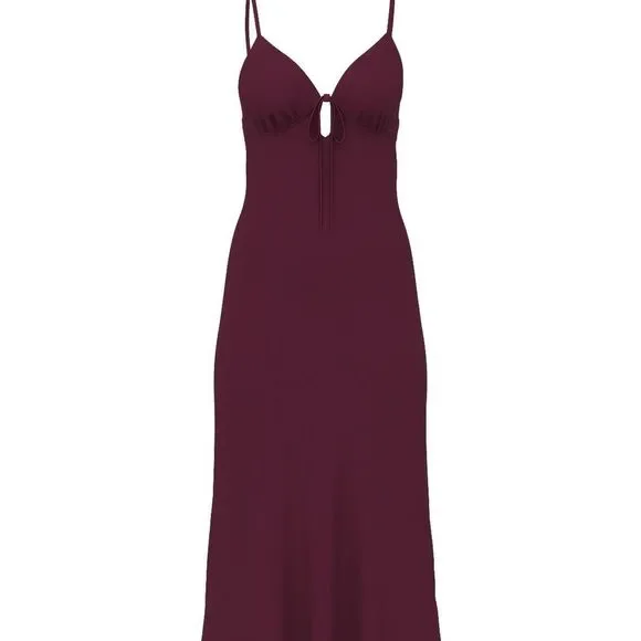 PINK Victoria's Secret "Fall In Love Midi Dress" - Plum Burgundy Slip Dress - Picture 3 of 13